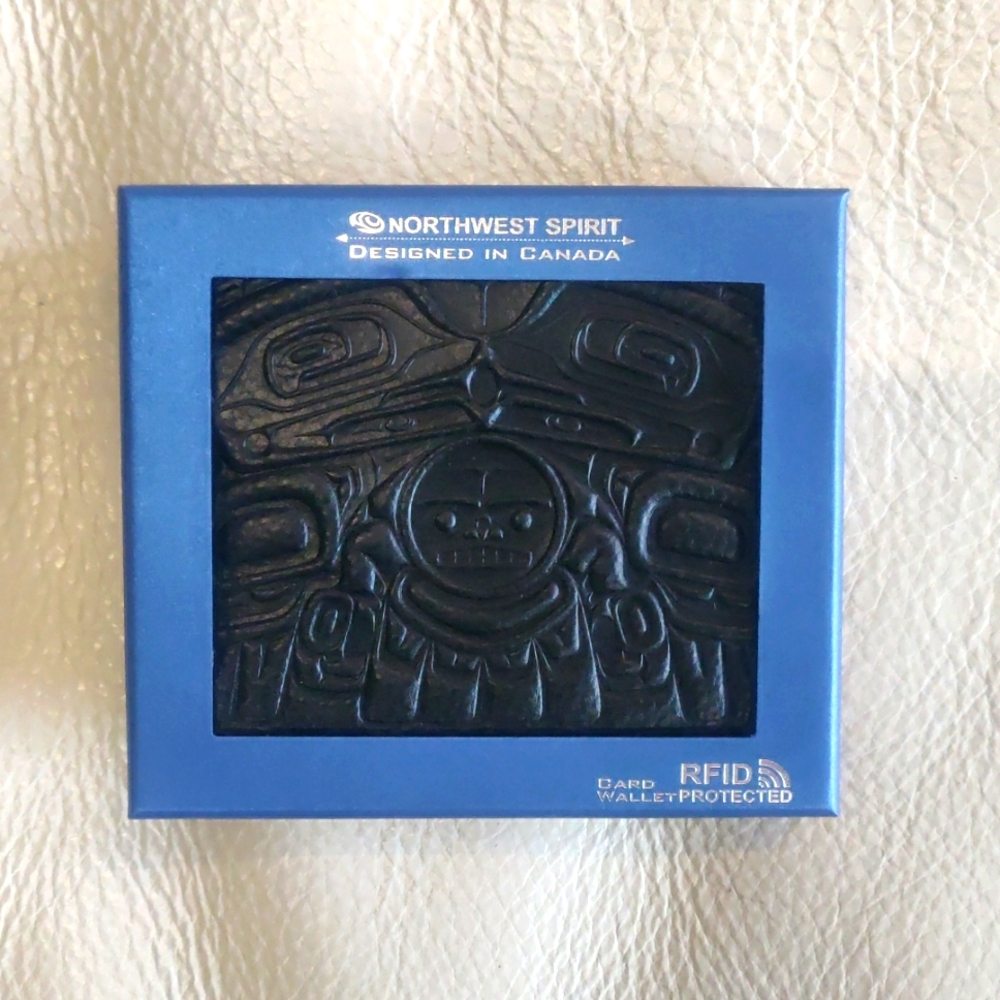 Genuine Leather Bi-fold Wallet with 'Northern Eagle' design by Francis Horne Sr.